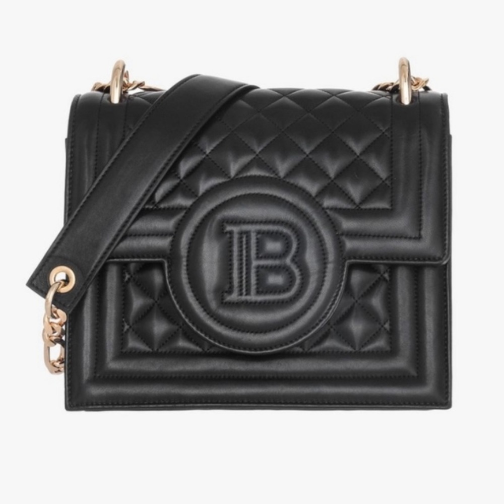 Balmain B Bag 21 Black Lambskin Leather